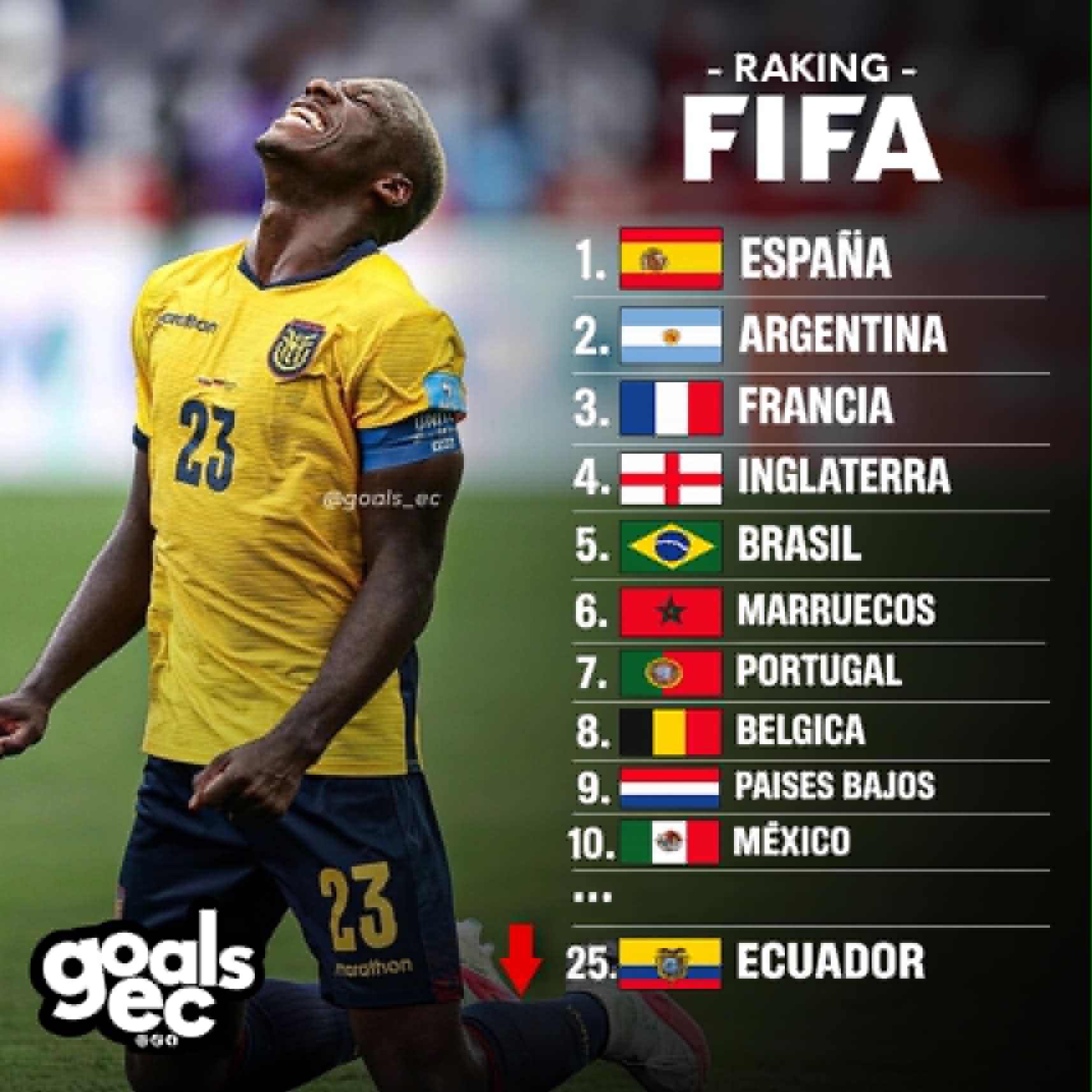 Ecuador cae en el ranking FIFA: el precio de una eliminación temprana en el Mundial