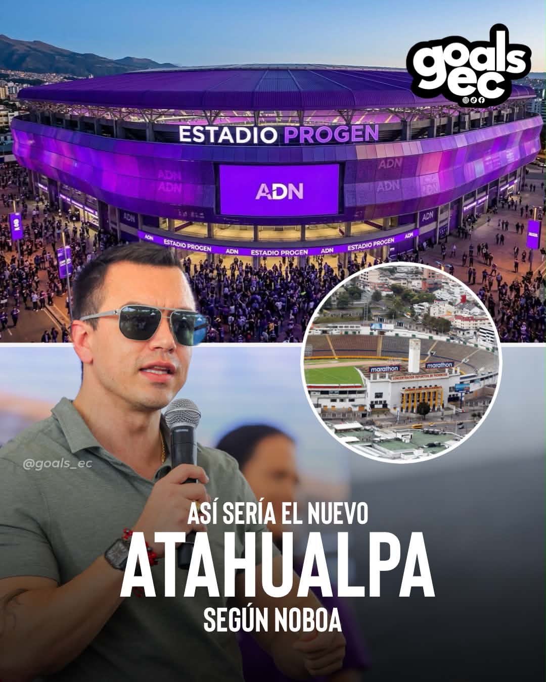 Noboa anuncia un "nuevo Atahualpa" de 60.000 espectadores: "con la misma gente que construyó el Bernabéu"